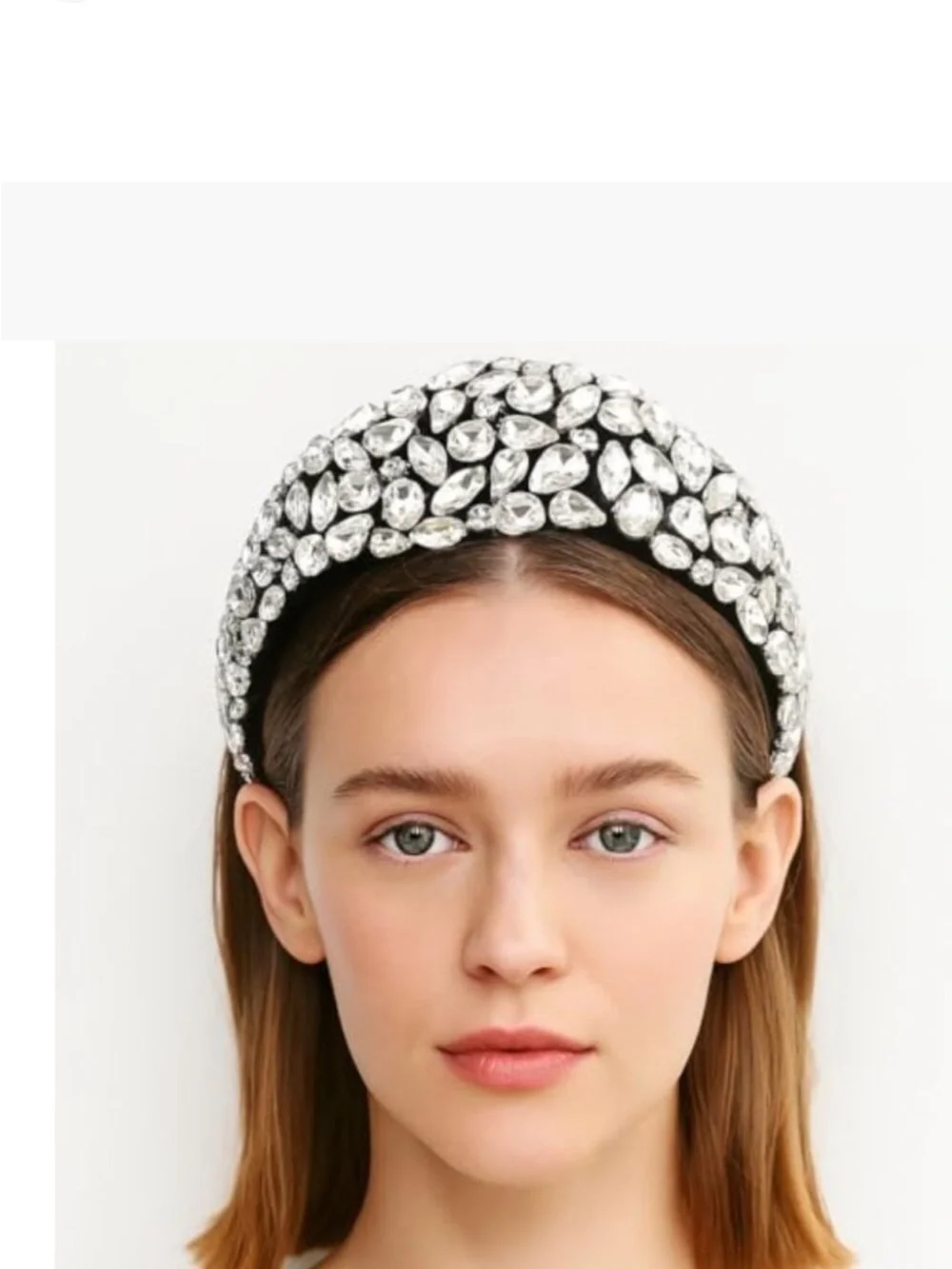 Big Crystal Crown Headband Women Sparkling Rhinestone Hair Hoop Accessories - Picture 2 of 4